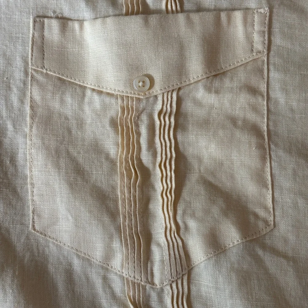 Cubavera Guayabera Shirt Men 4XLT Yellow Linen Long Sleeve Pintuck Coastal Boho